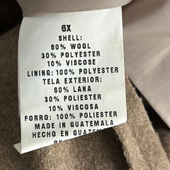 Rothschild Girls Size 6X Brown Wool Blend Coat Classic Winter Outerwear Buttons - Picture 4 of 10